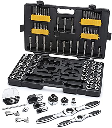 GearWrench 82812 SAE, Metric Ratcheting Tap and Die Set, 114 Pc.