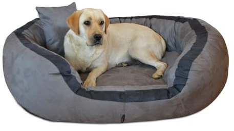 tierlando® Pepper Orthopädisches Hundebett Hundesofa VISCO XL Velours Mega Dick & Weich Grau 135cm XL Velours MEGA DICK & WEICH