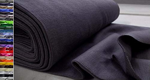 StoffBook Baumwolle BÜNDCHENSTOFF BI-Stretch RIPPENSTRUKTUR Stoff, C640 (DKLGRAU)