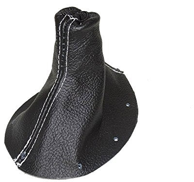 Schaltsack Schaltmanschette schwarz Leder weiß Nähten