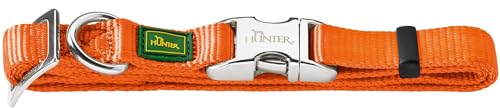 HUNTER VARIO BASIC ALU-STRONG Halsung, Hundehalsband, Nylon, Aluminium Steckverschluss, L, orange