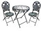 Terrassen Set aus Eisen Antik Design besteht aus 1 Tisch und 2 Stühlen Antik Grau