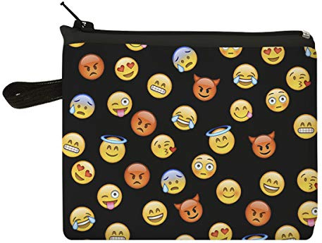 Schlüsselanhänger Nähset Portemonnaie Schlüsseletui Schlüsselmäppchen Schlüsseltasche mürrische Emoji Black [024]