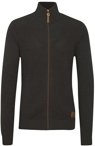 Solid SDTristian Herren Strickjacke Cardigan Feinstrick Pullover mit Stehkragen Reißverschluss Baumwollmischung Regular fit, Größe:L, Farbe:Dark Grey Melange (8288)