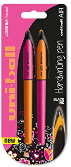 uni-ball 153544496 Air Micro Point Orange/Pink Barrel Pen - Black (Pack of 2)