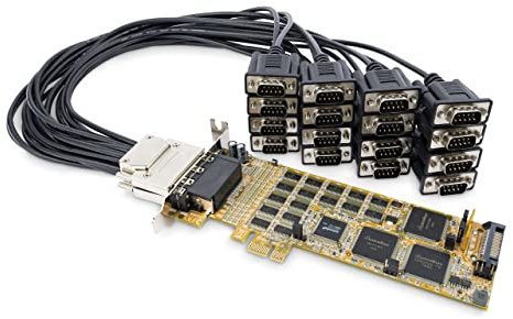 StarTech PCI Express Serial Card, 16 DB9 RS232 Ports (PEX16S550LP) | PCIe Serial Card, Multiport Serial Adapter, Low + Full Profile