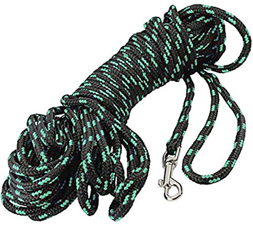 Hundeleine aus geflochtenem Nylonseil, Schwarz mit Grün, 4,5 m / 9,2 m / 1,4 m / 1,8 m Trainingsleine für kleine und mittelgroße Hunde (4,5 m, klein – Durchmesser 6 mm)
