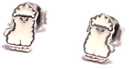 Alpaka Ohrstecker 925 Sterling Silber, Lama Kinder Schmuck, huacaya Kinderschmuck Silber, Zoo Ohrringe kawaii