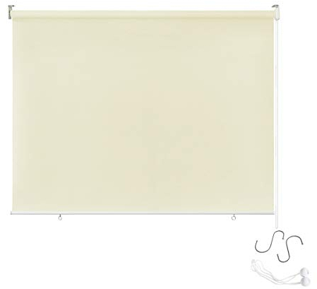 Aufun Store déroulant pour l’extérieur et le balcon Résistance aux intempéries Protection anti-UV Fonction thermique réfléchissante pour fenêtre et portes Différentes tailles, Tissu, beige, 180*140cm