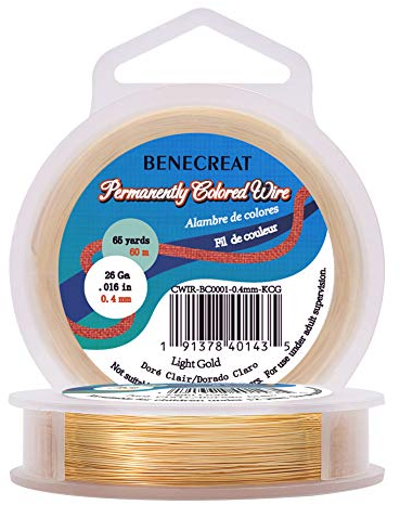 BENECREAT 26Gauge (0,4 mm) Anlaufbeständiges Licht Golddraht schmuck Herstellung von Kupferdraht, 60M / 66Yard