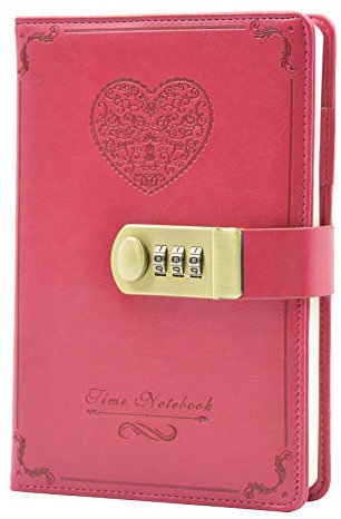 Carnet de notes en cuir synthétique avec cadenas à combinaison, journal intime, carnet de croquis, agenda journalier, bloc-notes, porte-stylo et emplacements pour cartes