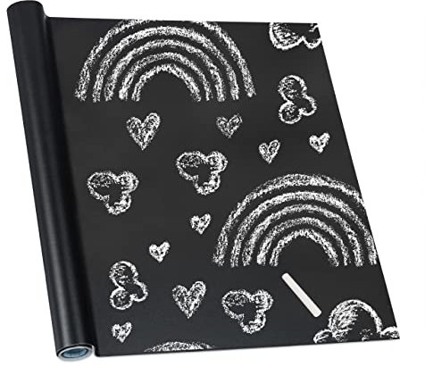 Relaxdays 10 x Tafelfolie selbstklebend, Tür, Kühlschrank & Wand, beschreibbar & abwischbar, 200x45 cm, Kreidefolie, schwarz