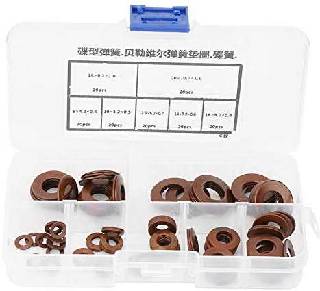 Oumefar Kit assortimento guarnizioni rondella a Disco per Molle di Compressione in 7 Misure