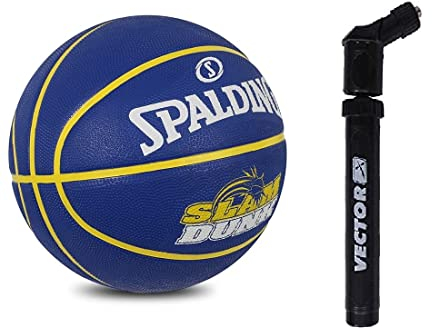 Spalding Dunk NBA zugelassener Dunk Basketball Ball Größe 5 + Aufblasnadel Luftpumpe