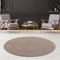 Fashion4Home Teppich Wohnzimmer – Einfarbig, Uni Teppich fürs Kinderzimmer, Schlafzimmer, Arbeitszimmer, Büro, Flur und Küche - Kurzflor, Beige, Größe: 200 cm Rund