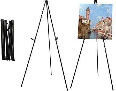 STANDNEE Easel Stand Collapsible Art Tripod Display Artist Black Easel Portable Easel for Art Display, Store Sign and Poster