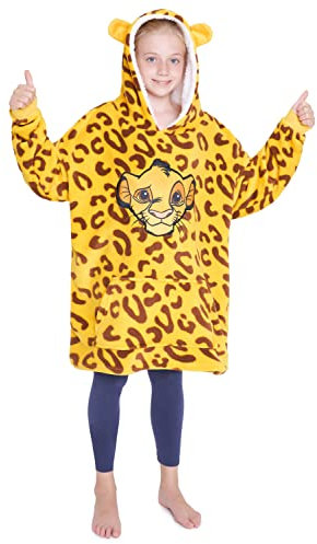 Disney Stitch Kapuzenpullover Mädchen, Übergroße Hoodie Decke Kinder mit Sherpa-Kapuze und Kängurutasche One Size (Senf)