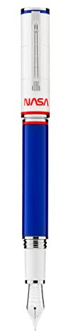 Montegrappa Nasa Atlantis Füllfederhalter aus Harz und Edelstahl in der Farbe Blau-Weiß-Rot, Federstärke: M, Länge: 14cm, ISN1R3BP