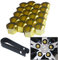 senvenelec 20 Pcs Wagen Universal 17mm Kunststoff Nut Abdeckkappe Schraube Auto Mutter Covers Bolt Radkappen, Radschrauben 17mm Radmuttern Kappen.mit 1 stück Abziehhaken (Gold).