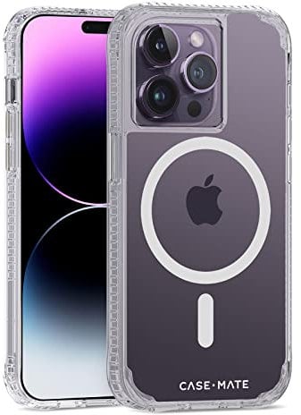 Case-Mate Tough Clear Plus MagSafe Case protective cover compatible with Apple iPhone 14 Pro case clear [Recycled material | 15ft drop protection | Integrated MagSafe charging ring] - Clear