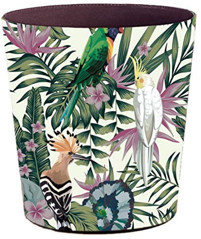 Scakbyer Papierkorb, 10L PU Leder Mülleimer, Dekorative Abfallkorb, Kapazität kleine Abfallpapierkorb, Wasserdichte Mülleimer für Wohnzimmer, Schlafzimmer, Büro und Küche - Vogel - Papagei