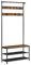 VASAGLE Garderobenständer, Garderobe mit Schuhbank, Kleiderständer, Kleiderstange, 9 abnehmbare Haken, 32,2 x 84 x 180 cm, Industrie-Stil, für Flur Schlafzimmer, vintagebraun-schwarz HSR421B01