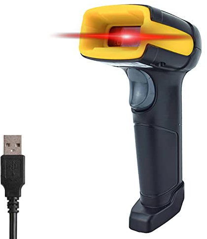 LENVII Lecteur Code à Barres 2D Scanner Code Barre USB Barcode Scanner(PDF417, QR, Datamatrix) Support pour Le Balayage d'écran QR Code Scanner（Jaune）