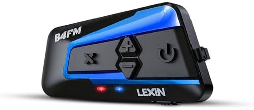 LEXIN B4FM Intercom Moto Kit Mano Libera Moto Bluetooth con Radio FM, 1-10 Vie Comunicazione Sistemi Condivisione Musica, Auricolare Bluetooth per Cuffie Moto/ATV