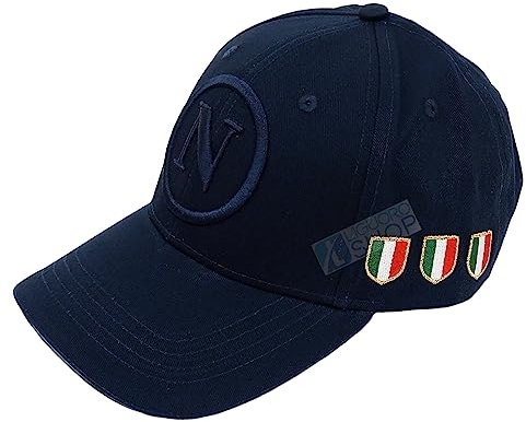 LIGUORO SHOP Baseballmütze von Napoli 3. Scudetto Champione d'Italia, offizielles Produkt von Enzo Castellano, Blau Abzeichen auf der Seite, C3