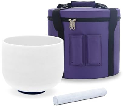 KVKA 528hz 8 Inch C Note Crystal Singing Bowl Root Chakra for Yoga Sound Healing, Carrying Case Bag & Mallet & O-ring