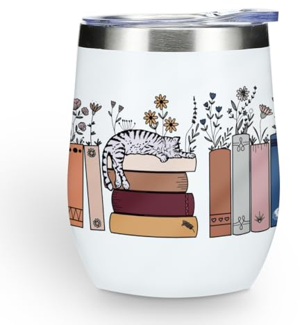 Inspired Tumbler Book Decor Book Lovers Gifts Bookish Coffee Mug Music Lover Gift for Women Grandma Appreciation Birthday Christmas 12 oz Wine Tumbler Stainless Steel Coffee Thermos with Lid