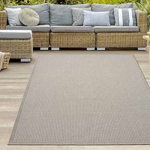 Teppich-Traum Robuster Outdoor-Teppich modern Flachgewebe wetterfest lichtecht farbecht Natur Sisal-Optik beige 120 x 160cm