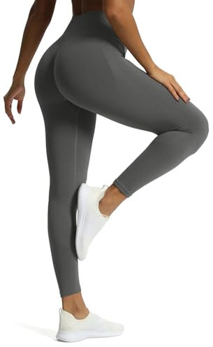 Aoxjox Nahtlose Workout-Leggings für Damen, hohe Taille, Fitness, Yoga, Kontur, Scrunch-Leggings, Grau (Shadow Grey), M