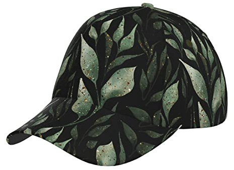 934 Schirmmütze Grüne Blätter Zweige Glitzern Leuchtend Schwarz Sonnenmütze Cool Baseballkappe Sonnenschutz Kappe Für Herren Sommer Damen