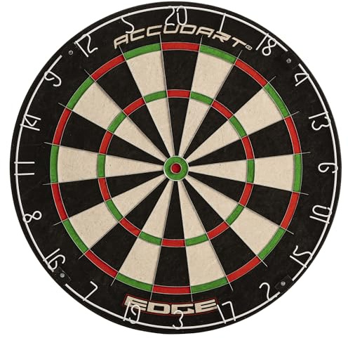 Accudart Edge Bristle Dartboard – Premium Brazilian Sisal, Razor‑Thin Spider, Rotating Metal Number Ring, Increased Playing Area, Super Thin Bullseye – Ideal for Steel‑Tip Darts