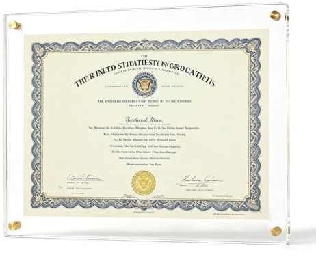 Kalami 11x14 Acrylic Wall Mount Picture Frame Self Adhesive, No Drill Holes Floating Frameless Clear Photo Frame for Diploma Certificate Degree Document Display Gallery Wall-Full Frame is 12x15