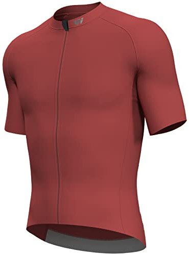 Wulibike Cycling Jersey Mens,Reflective Road Bike Jersey Breathable Quick Dry and 3 Pockets Cycle Shorts Sleeve Shirt-Red L