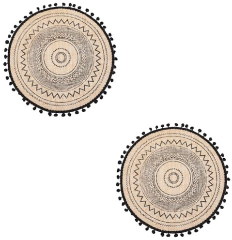 MAGICLULU 2 STK Sackleinen Tischset Tischdecke Boho-Tischsets Blumen- runde Tischsets Esstischmatte Hitzebeständiges Pad Böhmen Jute Dämmplatten Schale Matte schmücken Stoff