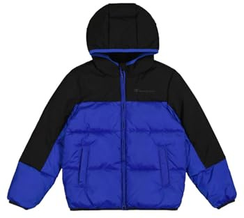 Champion Jungen Legacy Outdoor Retro Sport B (306872) -Wr Ripstop Nylon Woven 40gr Hooded Jacke, Blau (BS008), 13-14 Jahre