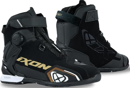 IXON Bull 2 wasserdichte Damen-Motorradschuhe (Black/White/Gold, 36)