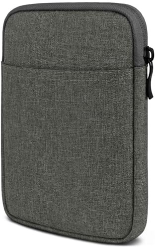moex Étui pour e-book Amazon Kindle (2019) - Avec fermeture éclair et compartiment pour accessoires - En tissu - Rembourré - Minimaliste - Gris foncé