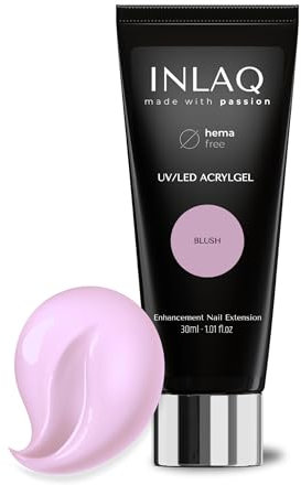 INLAQ Acrylgel Für Nagelverlängerung Blush 30ml - Polygel Für Gelnägel - Nägel Extender Gel UV/LED - Building Acrylic Nagelgel - Poly Nagel Gel