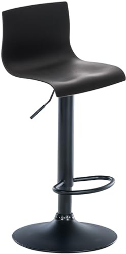 CLP Barhocker Hover Mit Lehne Und Drehbarer Kunststoff-Sitzfläche I Barstuhl Mit Metallgestell I Höhenverstellbarer Küchenhocker Farbe schwarz Material Gestell Metall matt schwarz