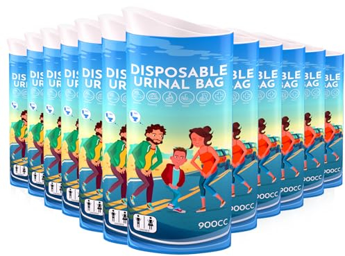 Disposable Urine Bags, 12 Pee Bags for Travel for Women, Portable Urinal for Women and Men, 900ML Emergency Toilet for Car and Vomit Bags Disposable, Camping Essentials Travel Toilet for Adult, Kids