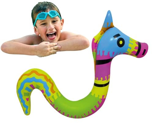 Mwqpgyh Gebogene Poolnudeln,gebogenes Design Schwimmnudel, Aufblasbare Poolnudeln, Aufblasbare Regenbogenpferd Poolschwimmer, Tier-Schwimmbadnudeln, Wasser Schwimmtier Aufblasbarer Schwimmreifen