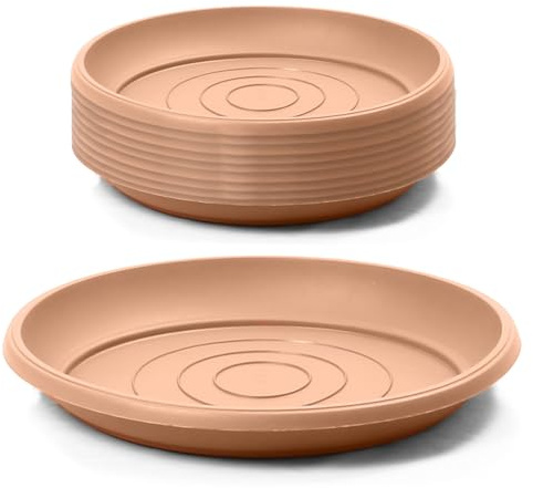 IMJ-Global Set di 10 Sottovasi Rotondi Terra POD in Plastica Ø9x1,2 cm da Interno Esterno Colore Terracotta Design Classici