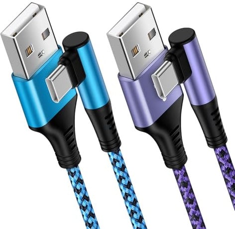 USB C Samsung Fast Charger Cable,[1.8M+1.8M] Right Angle Samsung Phone Charger Cable Fast Charge Lead, USB to Type C Cable for Samsung Galaxy A15 A14 A55 A54 A35 A25 S24 S23 S22 S21 Note 10,iphone 16