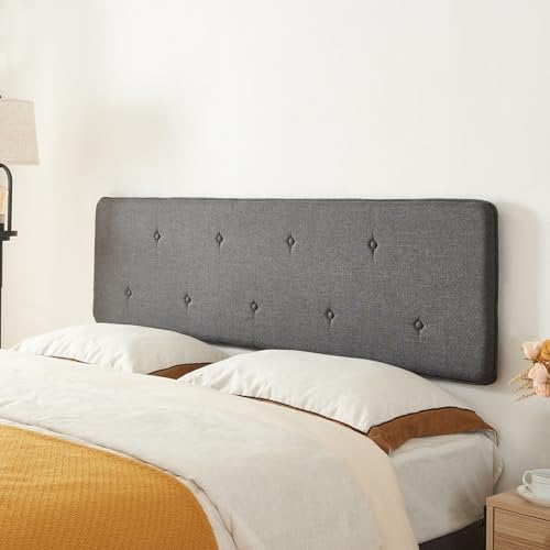 [en.casa] Wandpaneel Tokke Kopfteil gepolstert für Bett 140 cm Polsterpaneel Wandpolster mit Textilbezug Kopfende Bettkopfteil 140 x 52 cm Grau