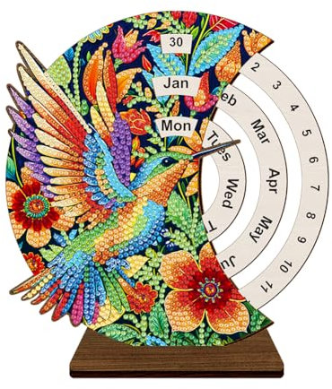 Demiawaking Diamond Painting Kalender Ornamente, Diamant Malerei Weihnachtsdeko rotierender Kalender, Diamant Painting Tischkalender Tischdeko ewiger Kalender Weihnachten Deko Set (T)