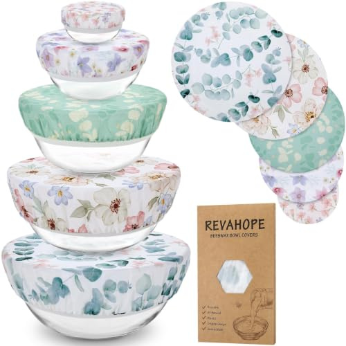 5Pcs Reusable Beeswax Elastic Bowl Covers for Bread Proofing and Food Cover